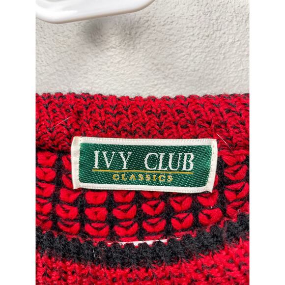 Vintage 90s Ivy Club Red and Black XL Sweater - Picture 4 of 10